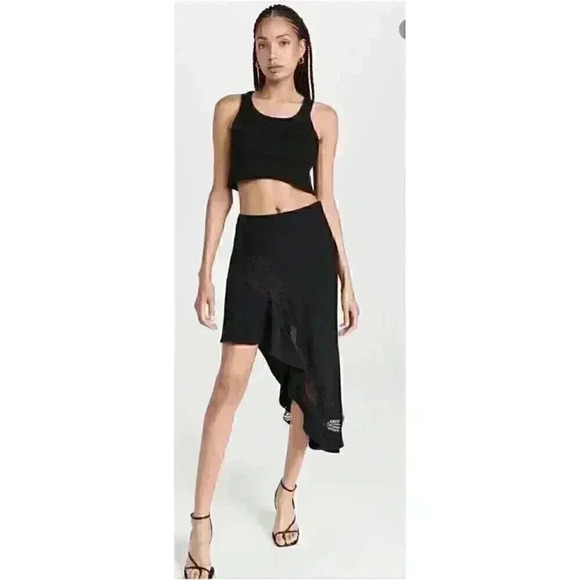 NWT ALC Black Dixie Asymmetrical Lace Ruffle Skirt Size 8 - Picture 1 of 13